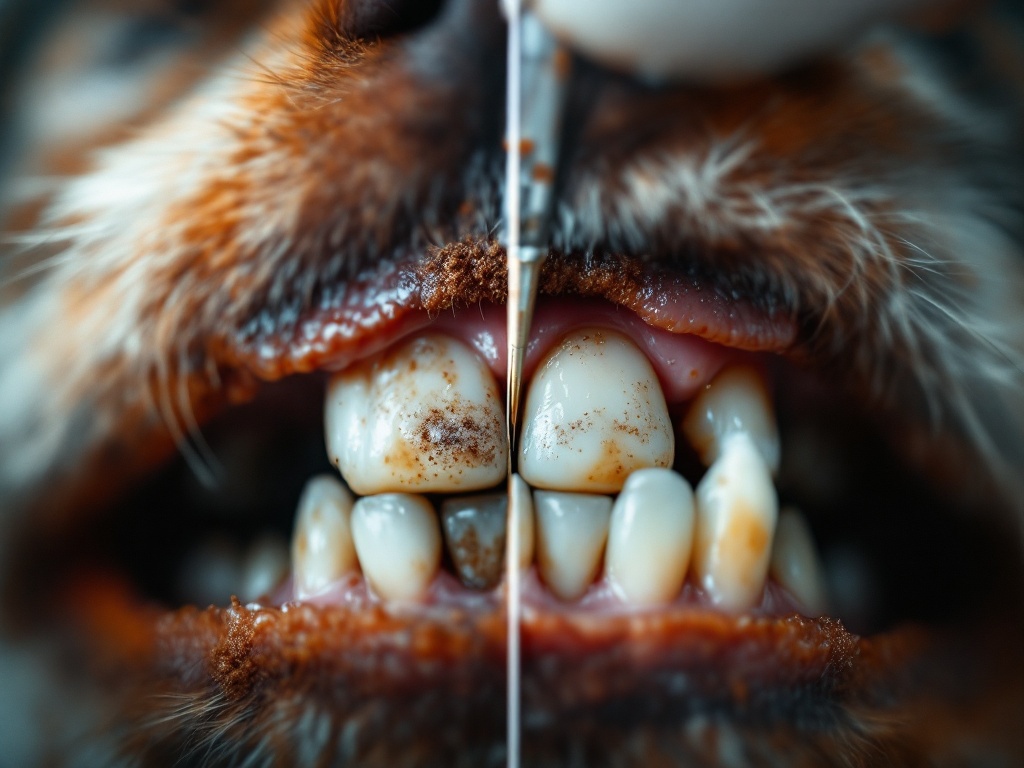 Comparison of clean and tartar-affected dog teeth at OC Pets